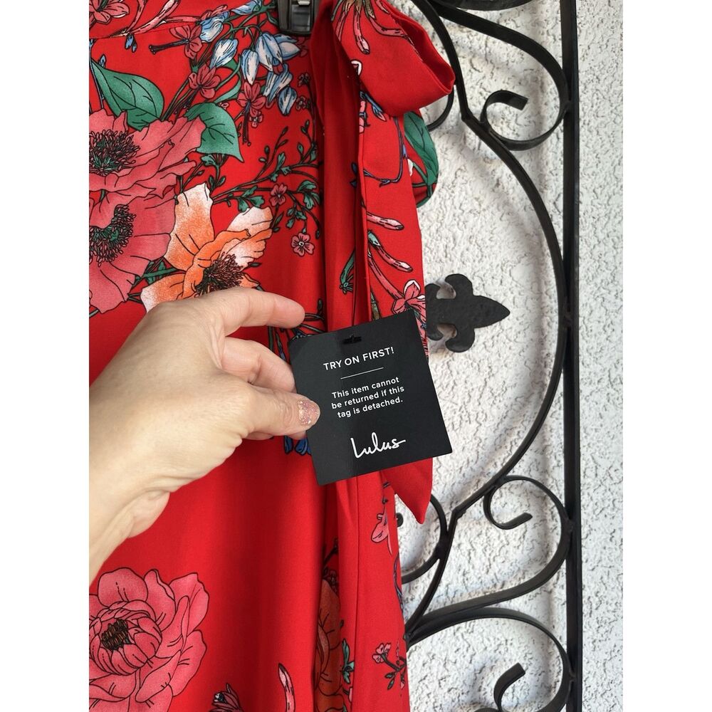 Lulus Bloom With A View Of Red Maxi Wrap Skirt - XL - Multicolored - Picture 4 of 9